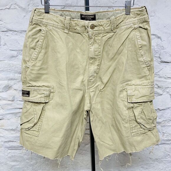 Vintage 90s Abercrombie Fitch Military Brown Cargo Shorts Fatigues Heavy Sz 34 - Picture 1 of 7